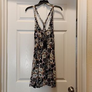Free People Washed Ashore Mini Dress Halter Style Boho Florals Size L